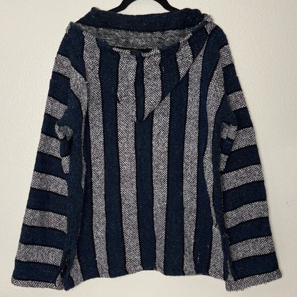 Molina vintage Baja Hoodie Sweater pullover Size Medium Unisex Blue and Gray - Picture 10 of 16